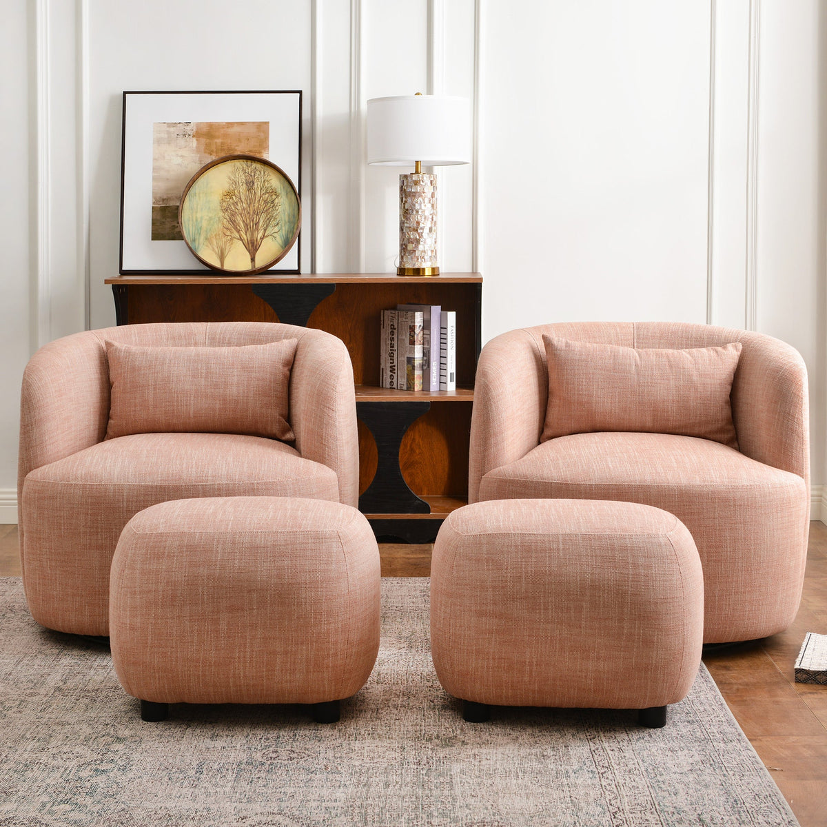 Ashlie Linen Swivel Barrel Chair