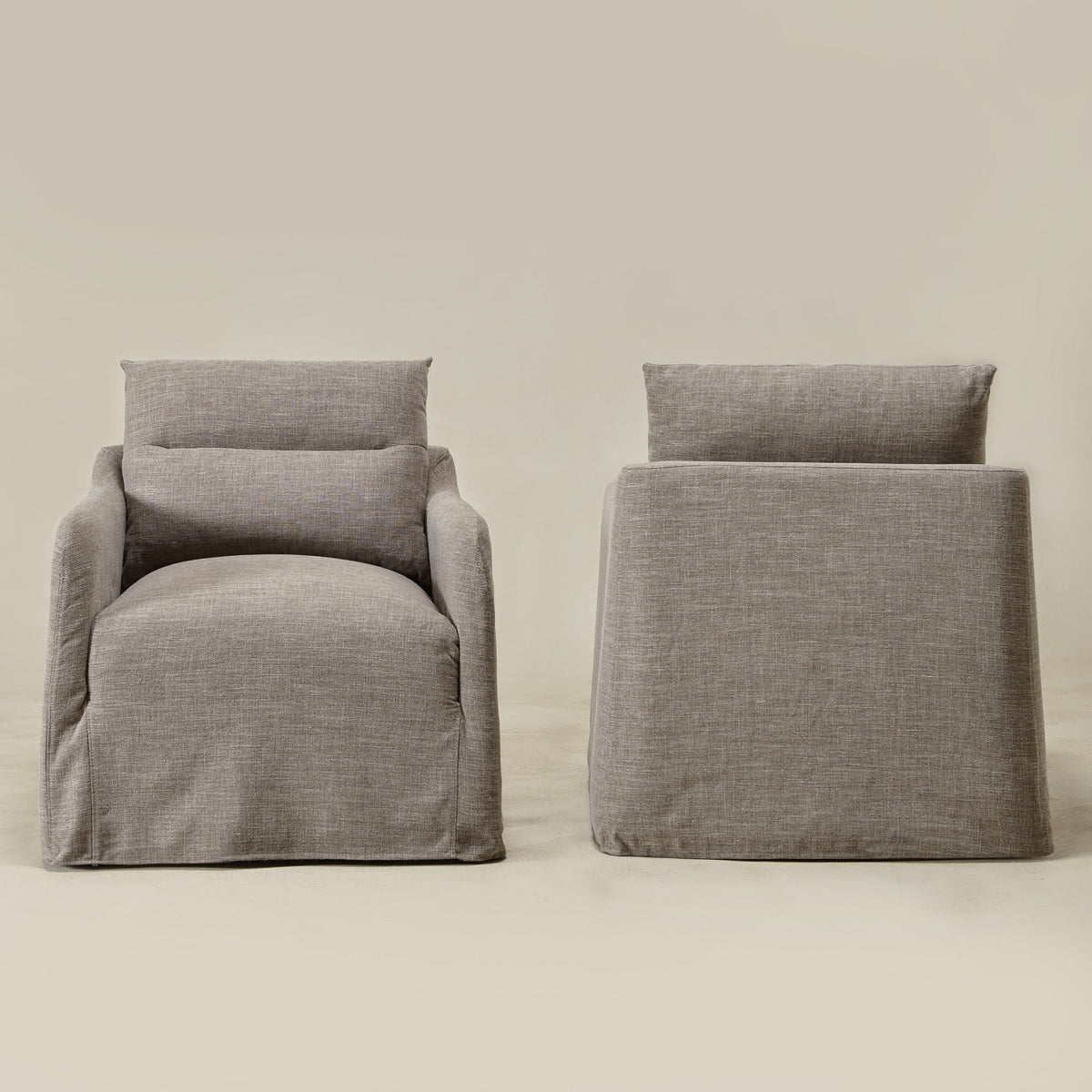 Clara Linen Slipcover Swivel Chair
