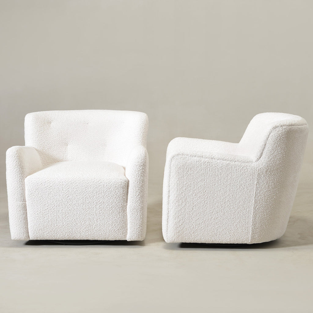 Vestie Chenille Swivel Barrel Chair