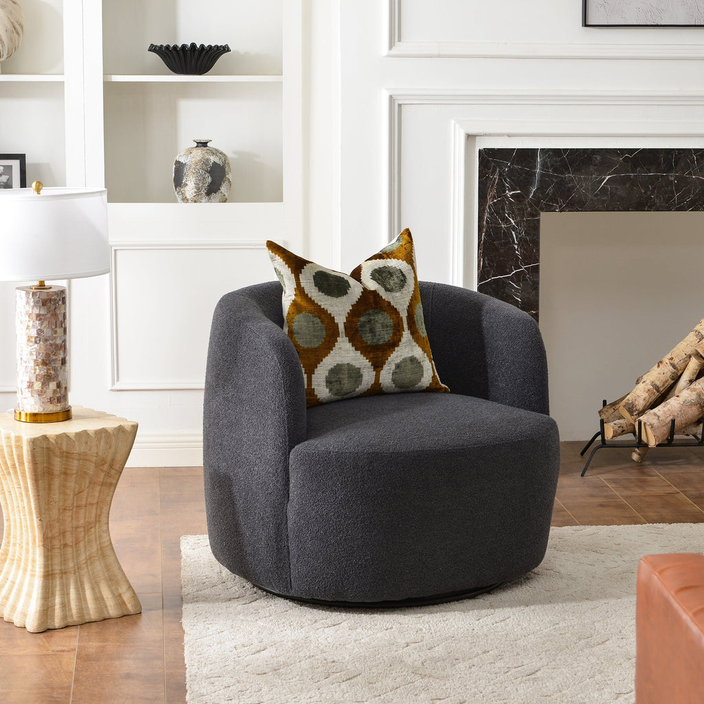 Ashlie Bouclé Swivel Barrel Chair