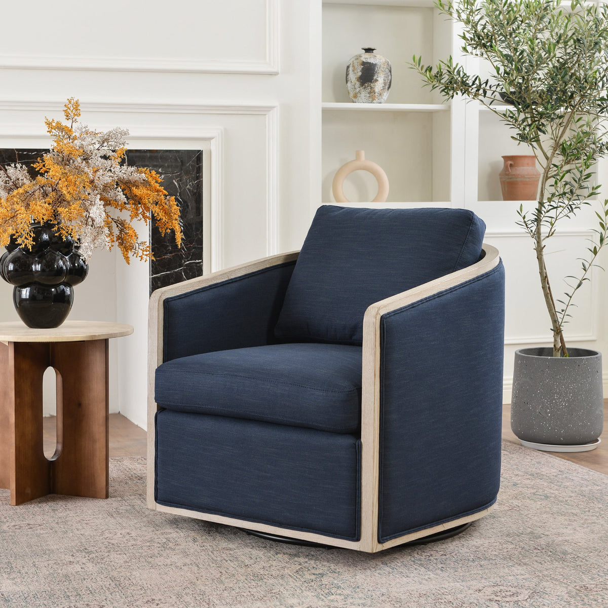 Claude Performance Linen Swivel Chair