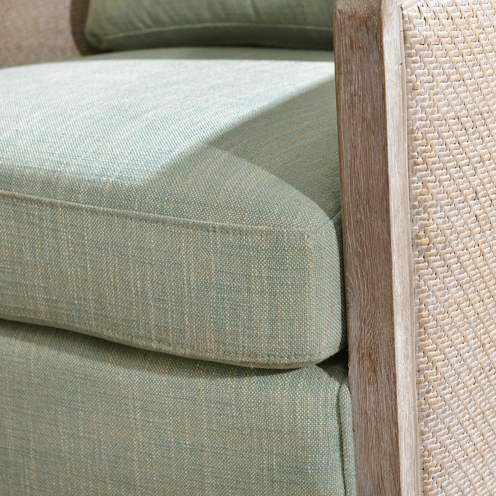 Claude Linen Swivel Cane Chair
