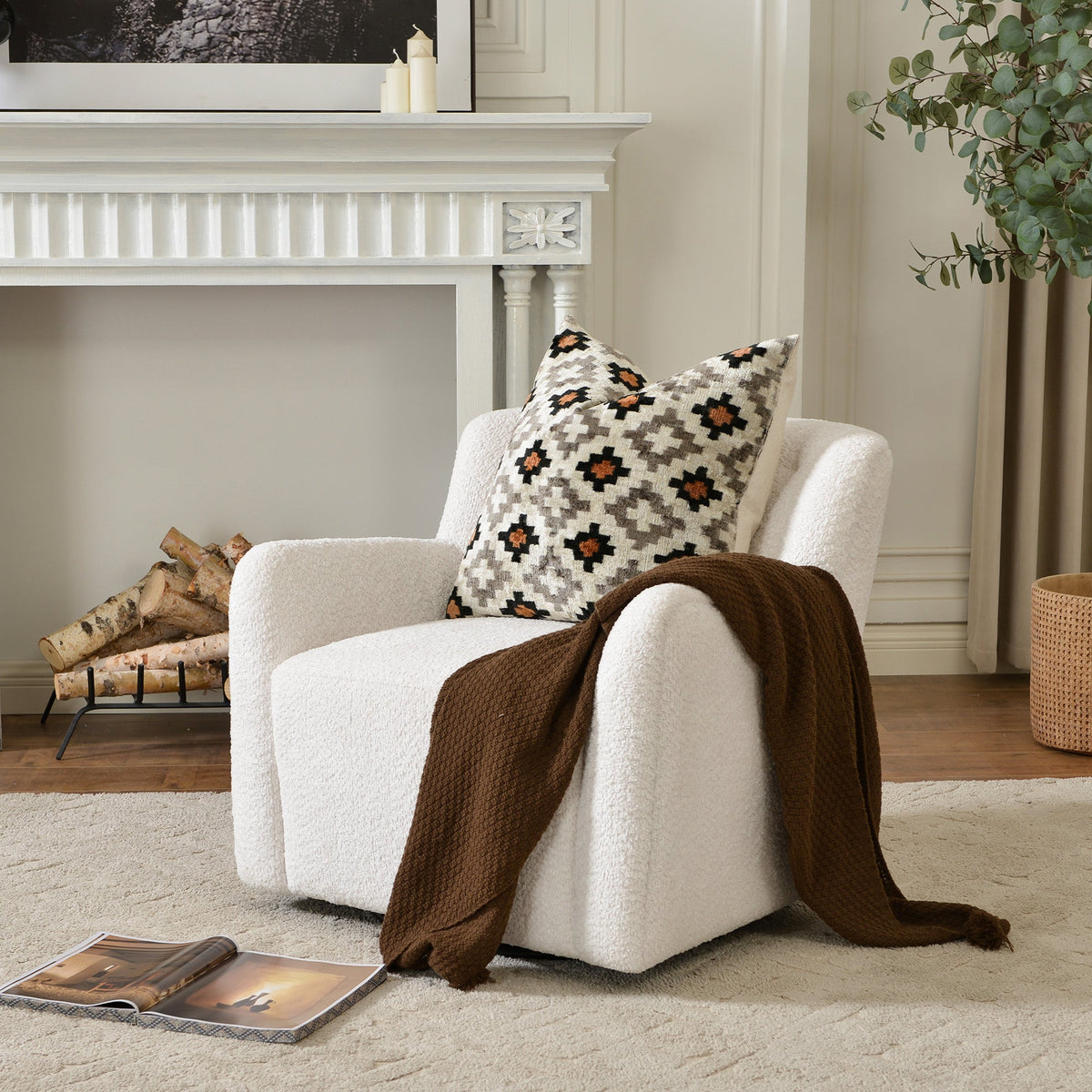 Vestie Chenille Swivel Barrel Chair
