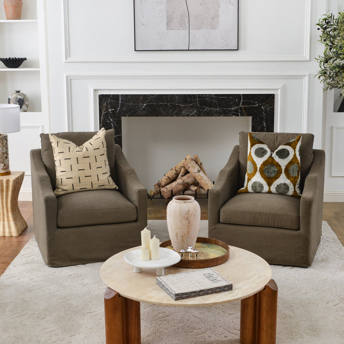 Charles Slipcover Swivel Barrel Chair