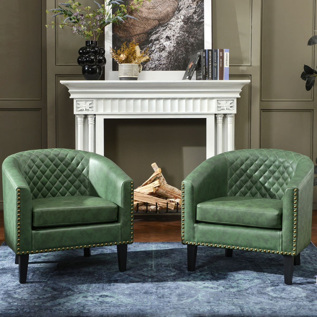 Logan Faux Leather Tufted Club Chair