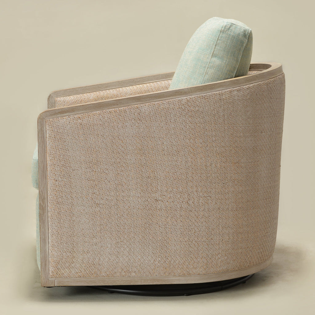 Claude Linen Swivel Cane Chair