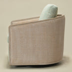 Claude Linen Swivel Cane Chair