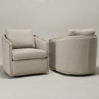 Claude Bouclé Swivel Barrel Chair