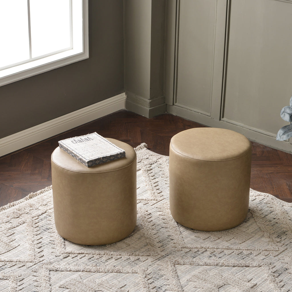 Elof Faux Leather Ottoman