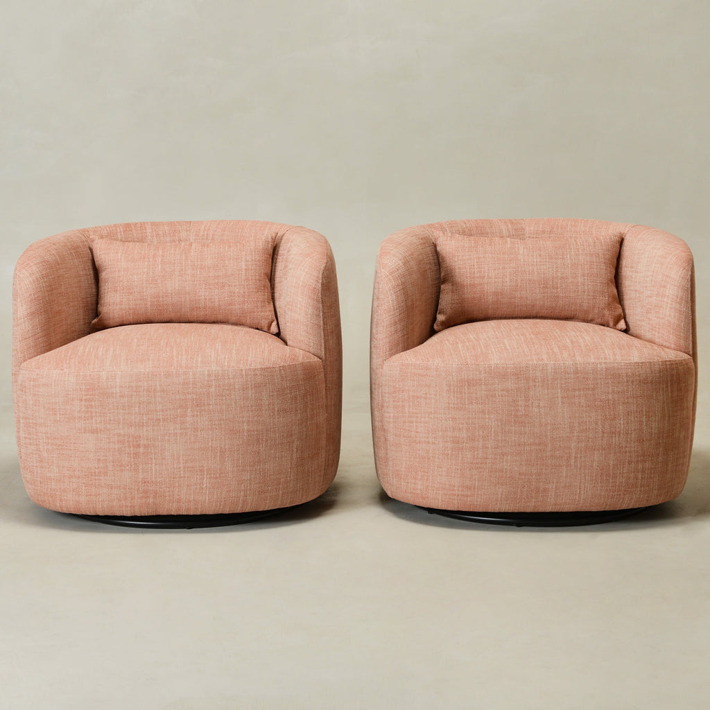 Ashlie Linen Swivel Barrel Chair
