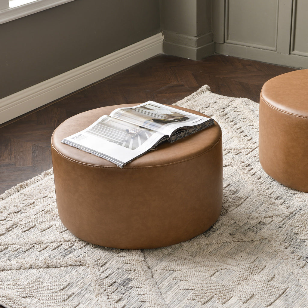 Elof Faux Leather Ottoman