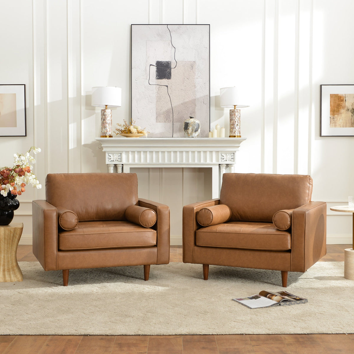 Tiziano Tufted Armchair with Accent Pillows