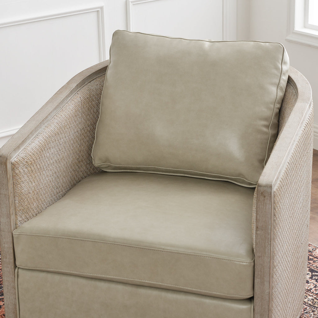 Claude Premium Leather Swivel Cane Chair