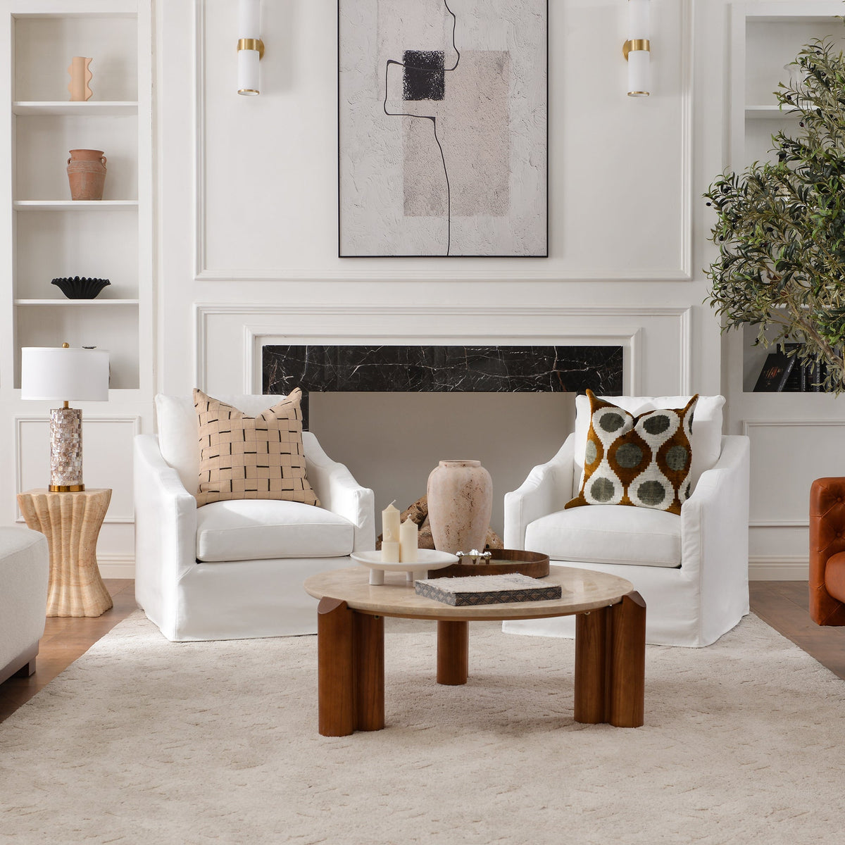 Charles Slipcover Swivel Barrel Chair