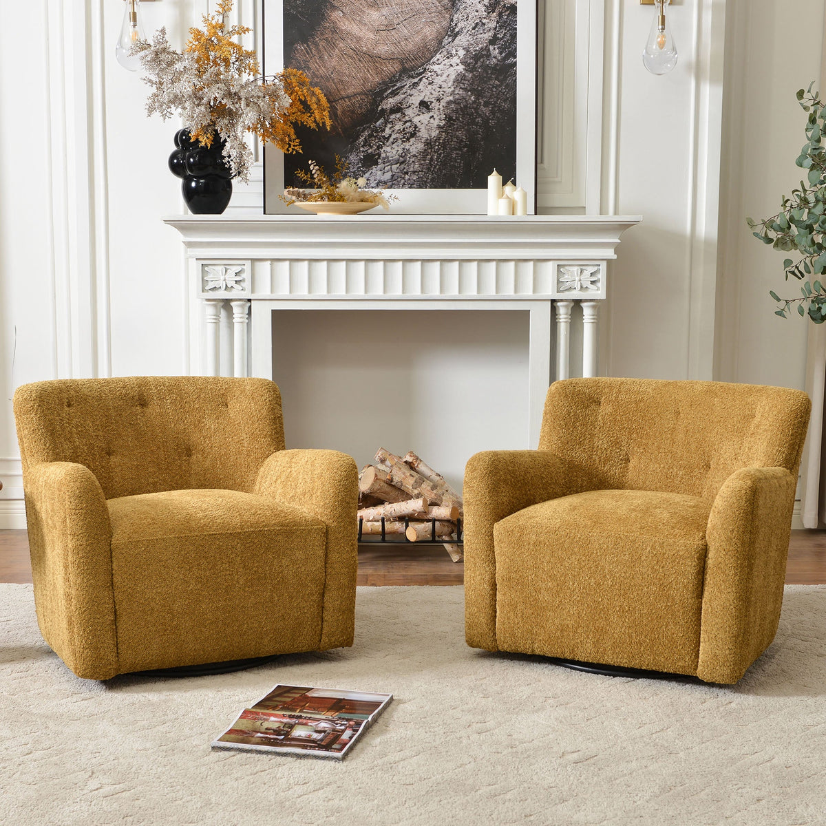 Vestie Chenille Swivel Barrel Chair