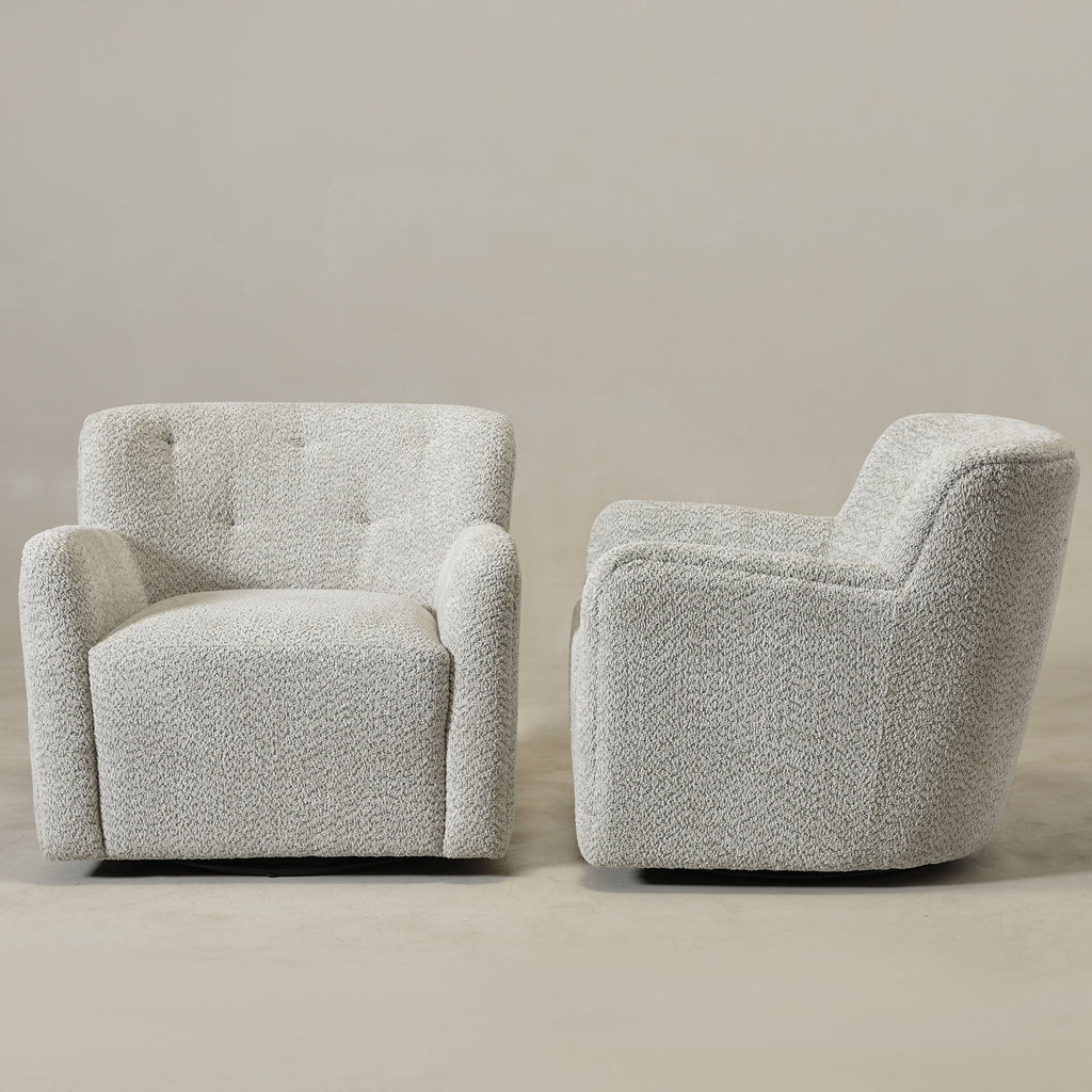 Vestie Chenille Swivel Barrel Chair