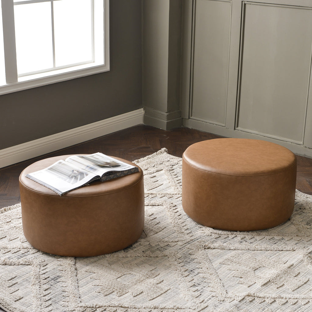 Elof Faux Leather Ottoman