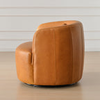Ashlie Leather Swivel Barrel Chair