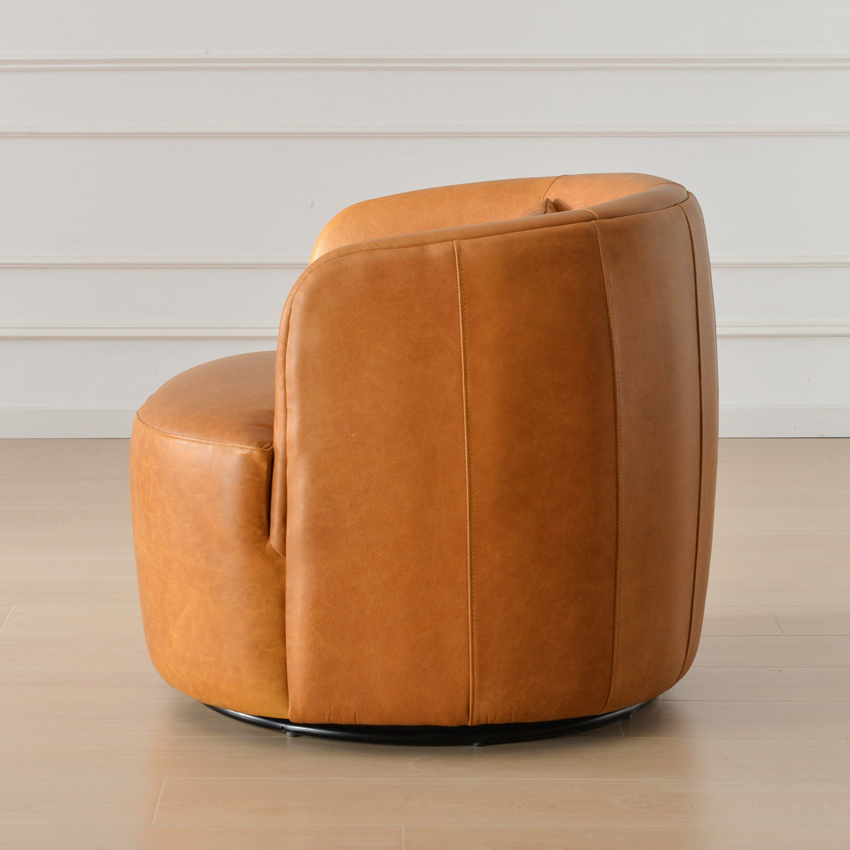 Ashlie Leather Swivel Barrel Chair