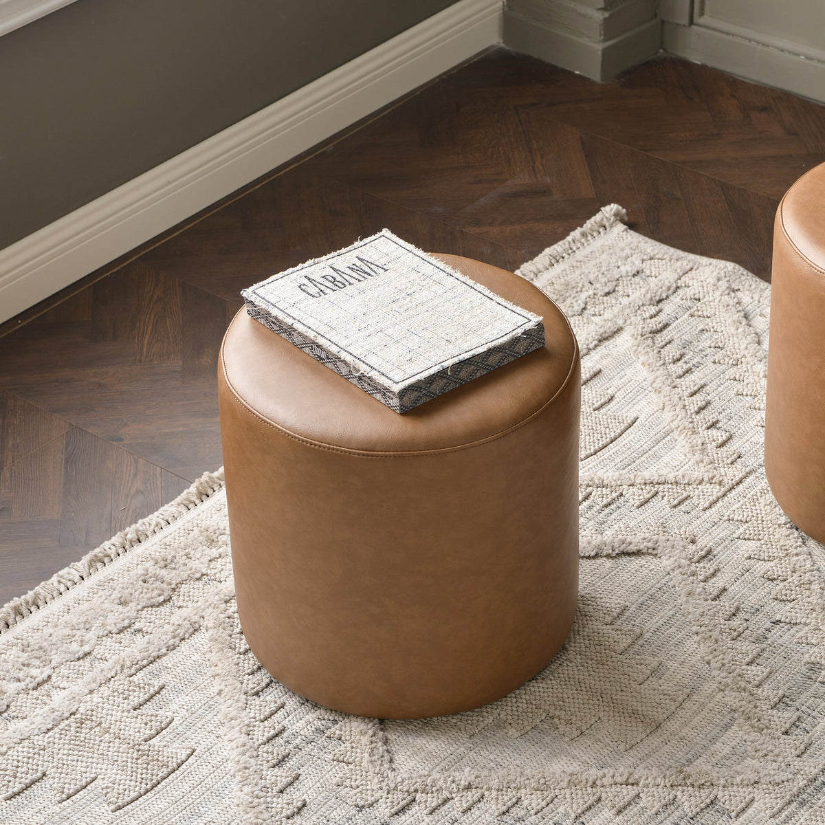 Elof Faux Leather Ottoman