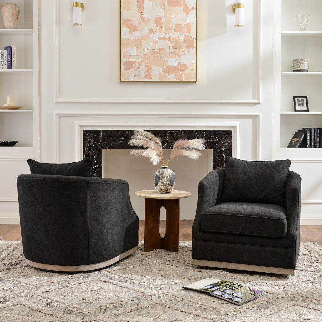 Minerva Linen Swivel Barrel Chair