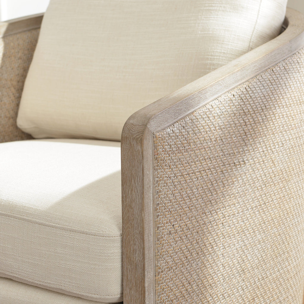 Claude Linen Swivel Cane Chair