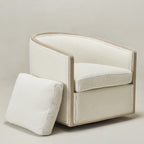 Claude Bouclé Swivel Barrel Chair