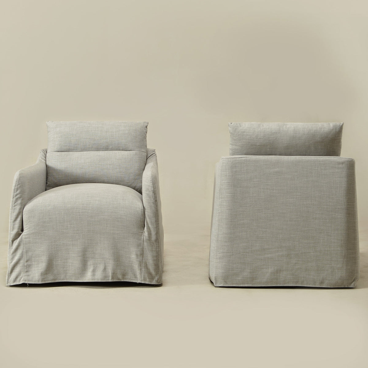Clara Linen Slipcover Swivel Chair