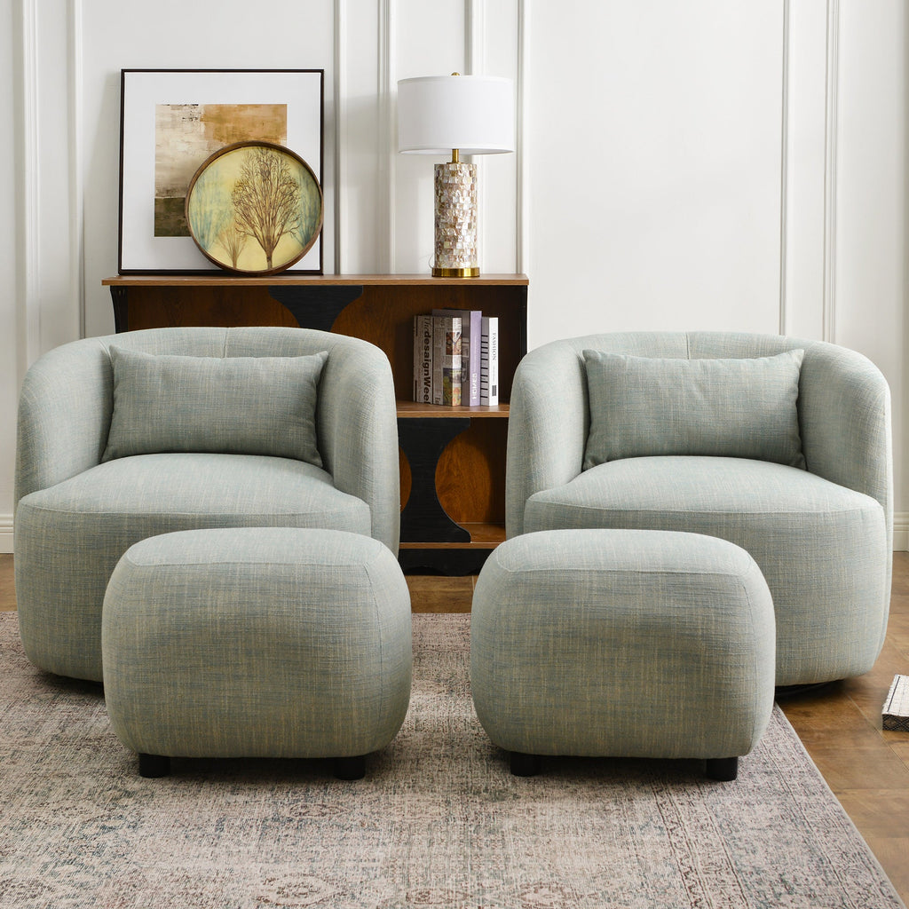 Ashlie Linen Swivel Barrel Chair
