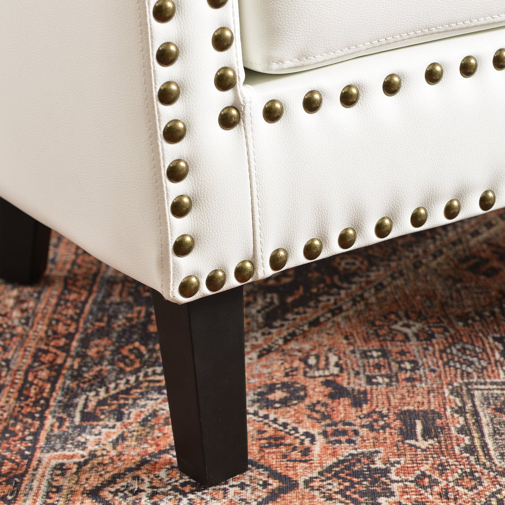 Louis Faux Leather Tufted Club Chair