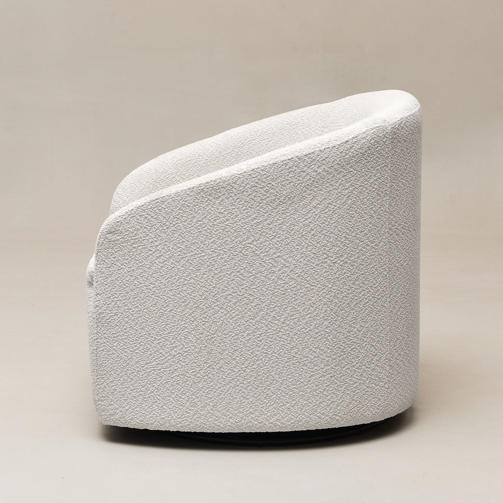 Susie Bouclé Swivel Barrel Chair