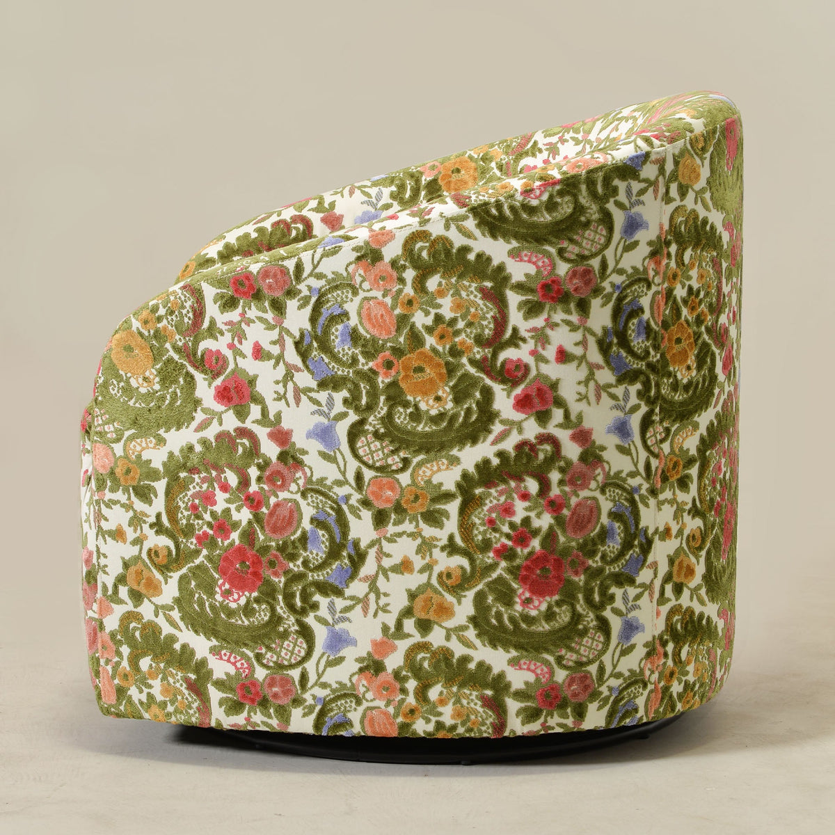 Teratect Exclusive | Susie Botanical Jacquard Swivel Barrel Chair