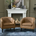 Logan Faux Leather Tufted Club Chair
