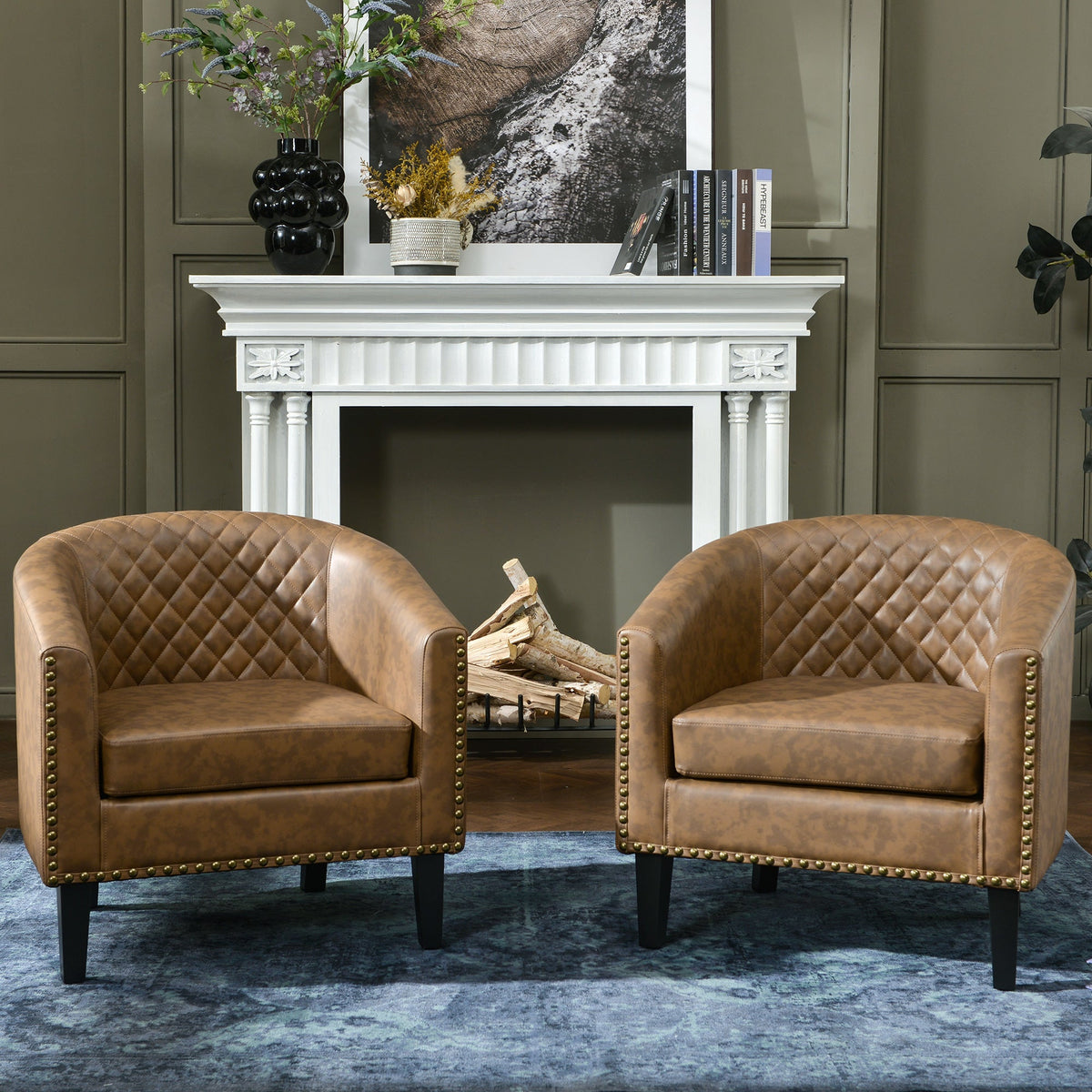 Logan Faux Leather Tufted Club Chair