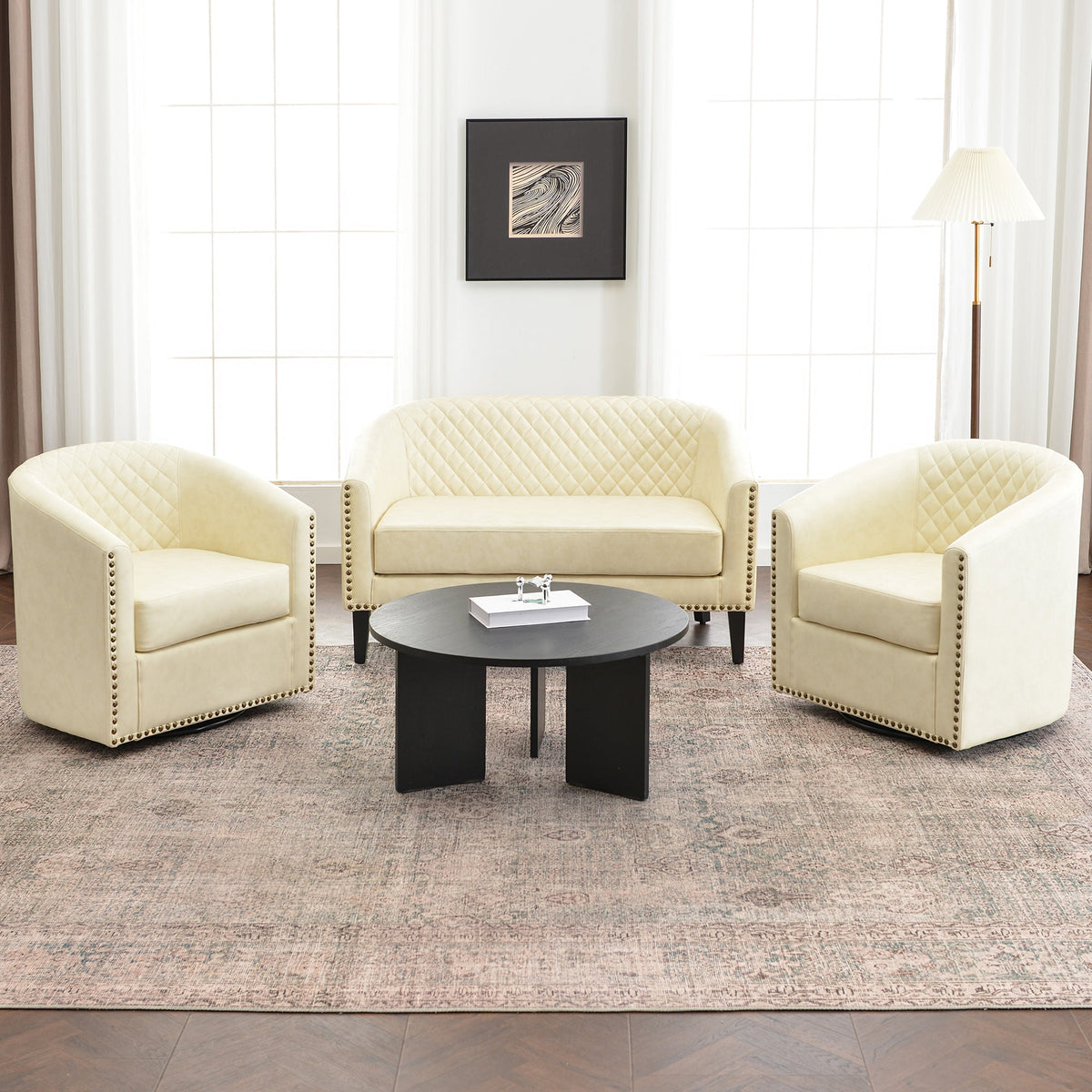 Logan Faux Leather Tufted Loveseat