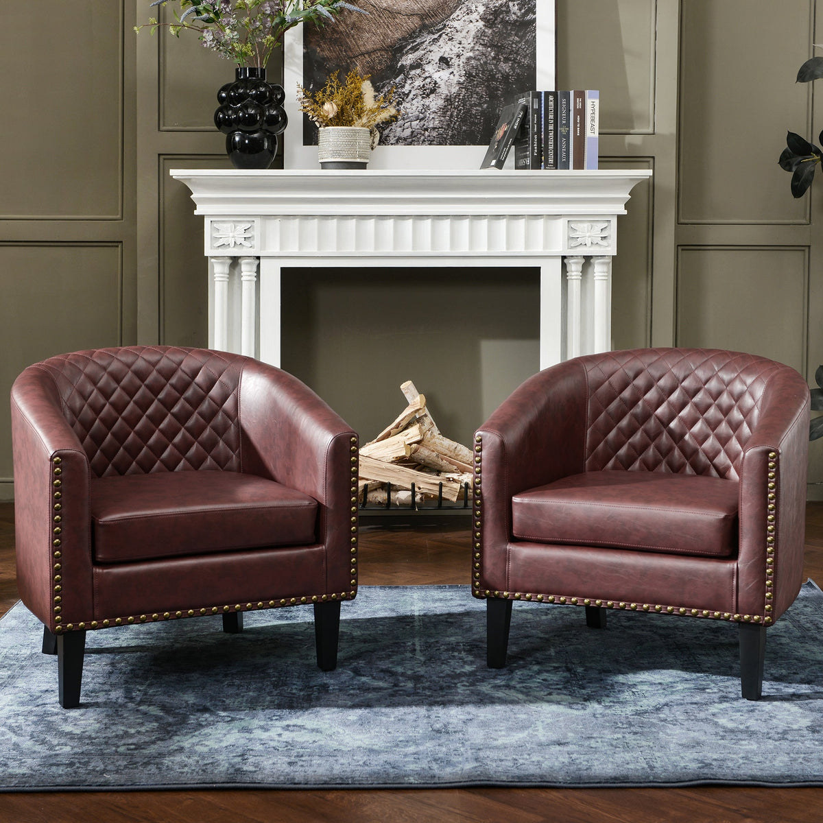 Logan Faux Leather Tufted Club Chair