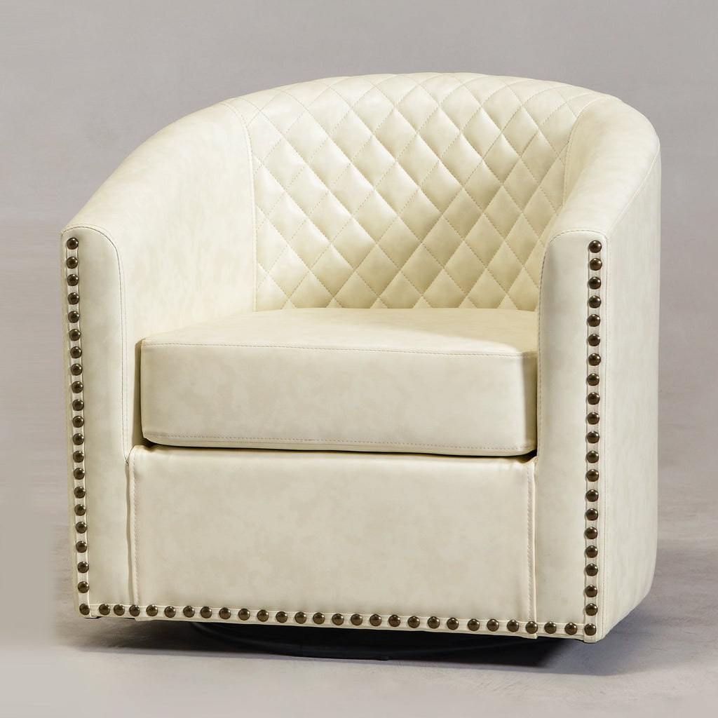 Logan Faux Leather Tufted Swivel Club Chair