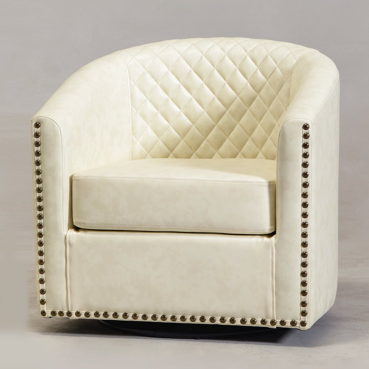 Logan Faux Leather Tufted Swivel Club Chair