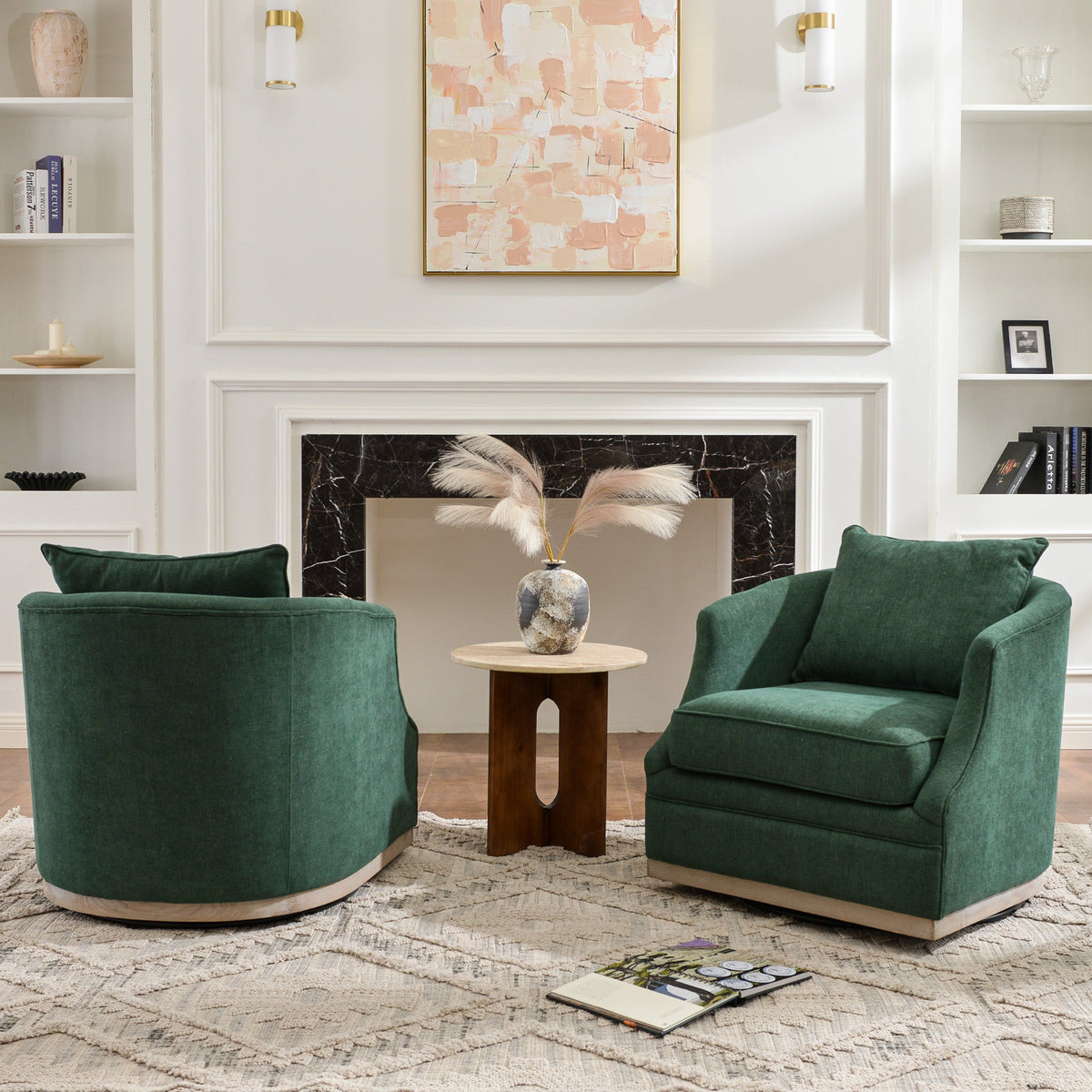 Minerva Linen Swivel Barrel Chair