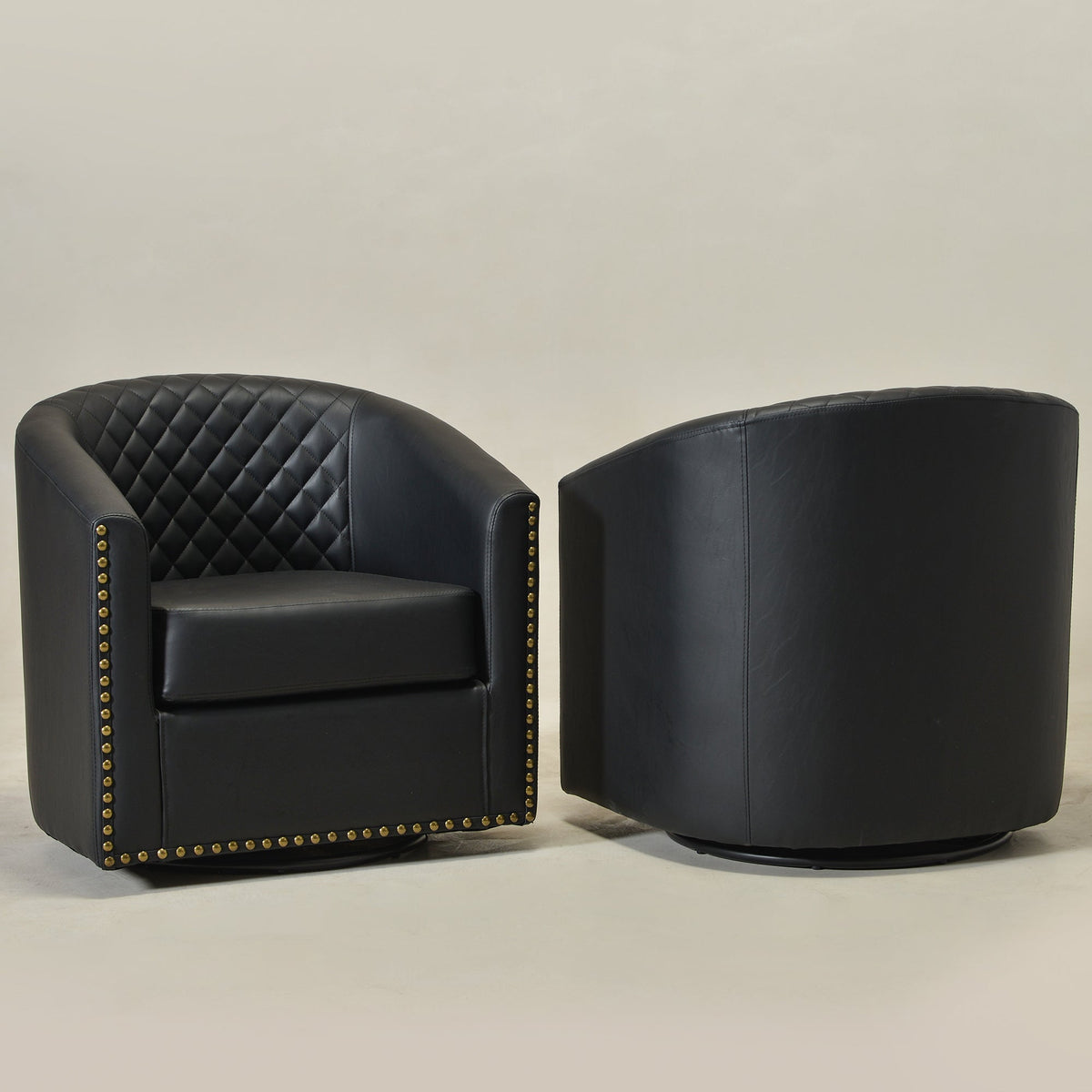 Logan Faux Leather Tufted Swivel Club Chair