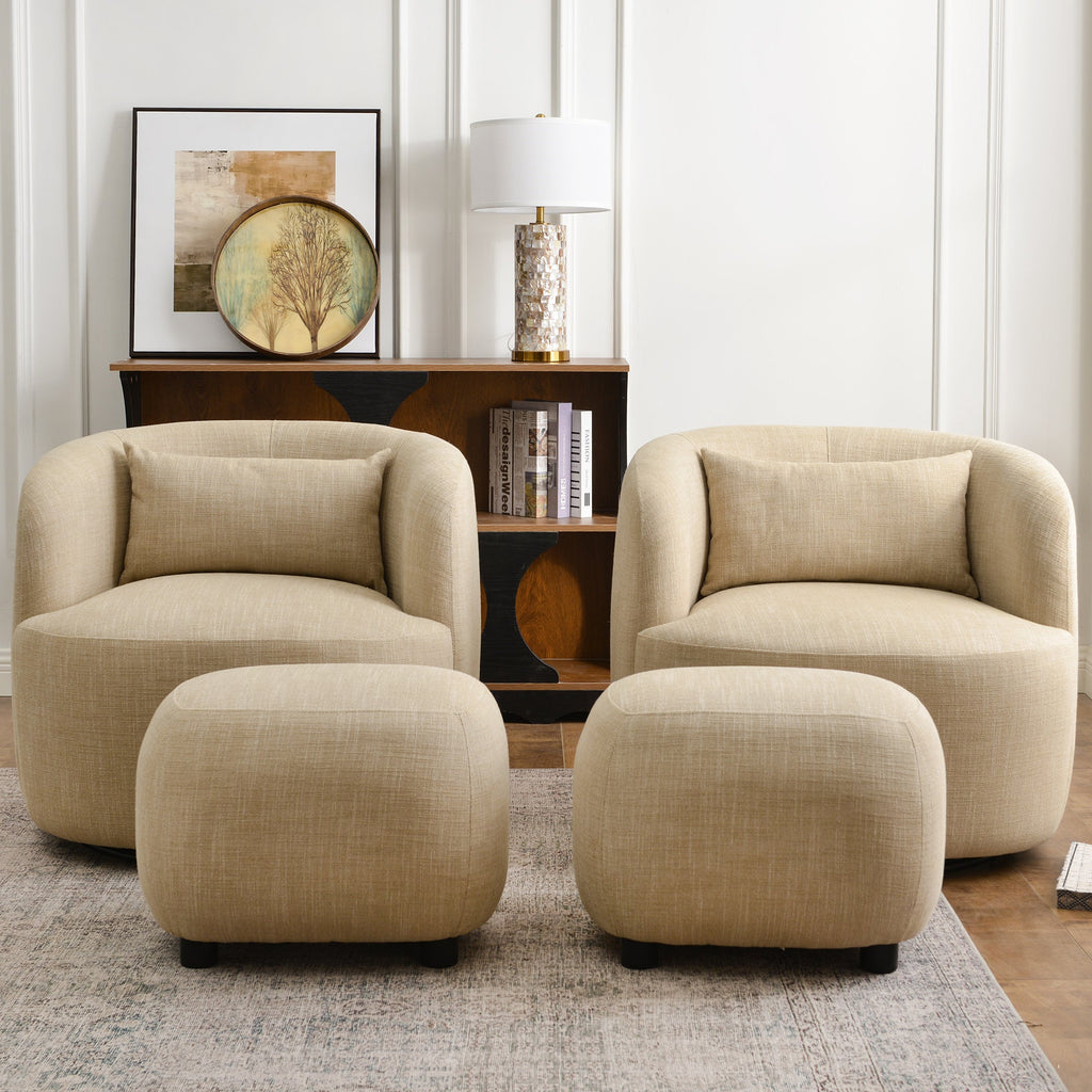 Ashlie Linen Swivel Barrel Chair