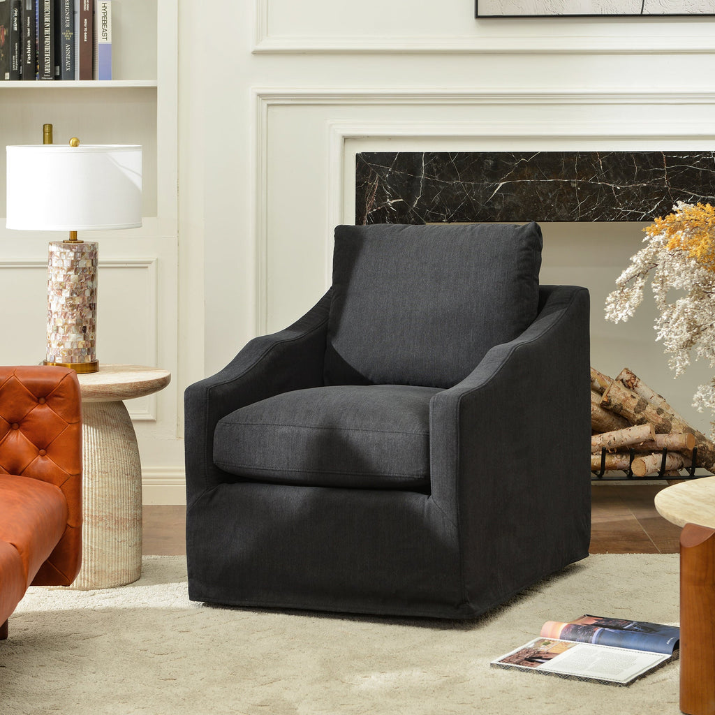 Charles Slipcover Swivel Barrel Chair