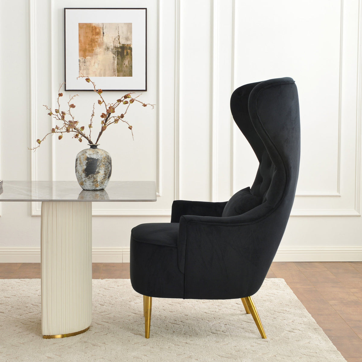 Letitia Velvet Wingback Accent Chair