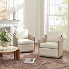 Claude Linen Swivel Cane Chair