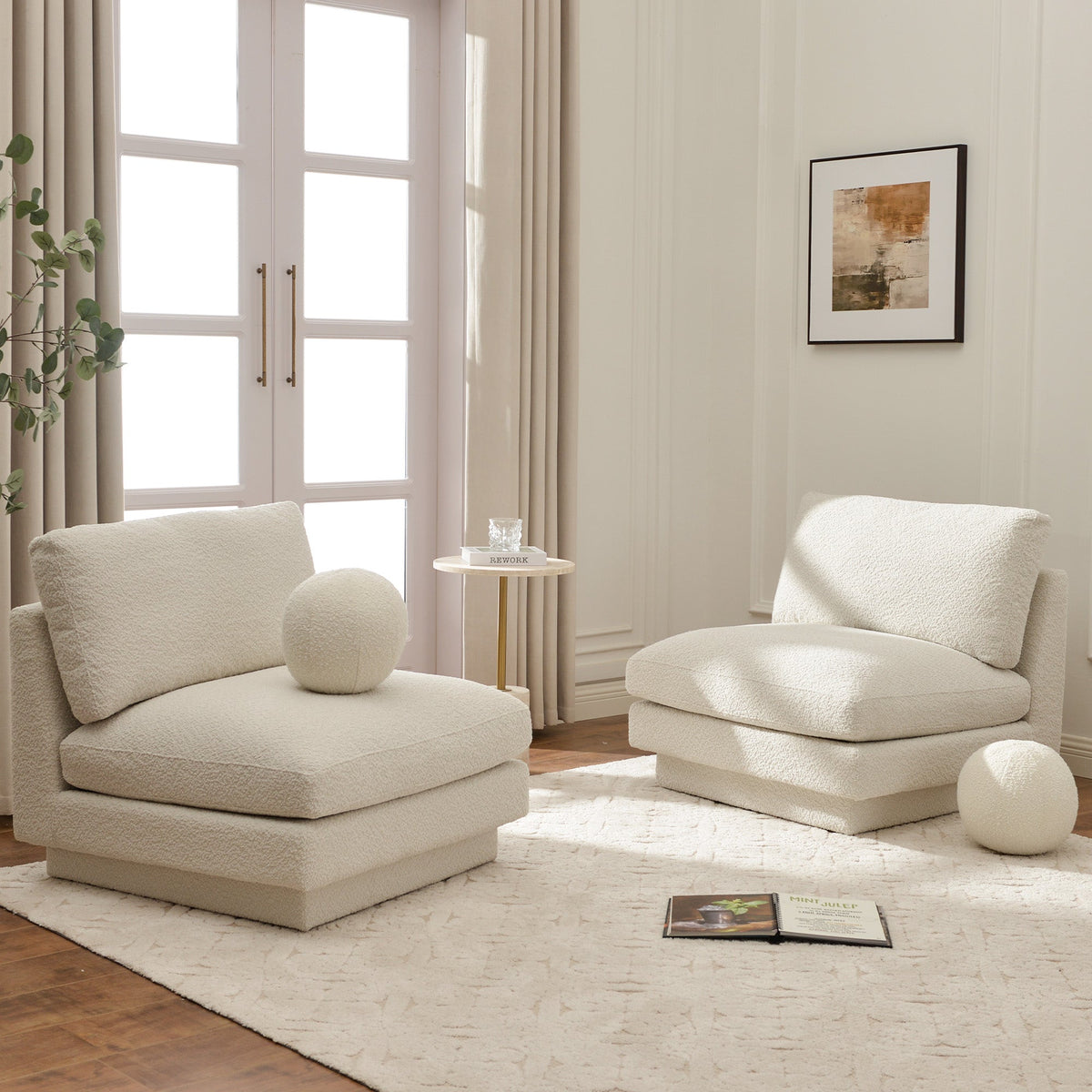 Montyne Bouclé Armless Chair