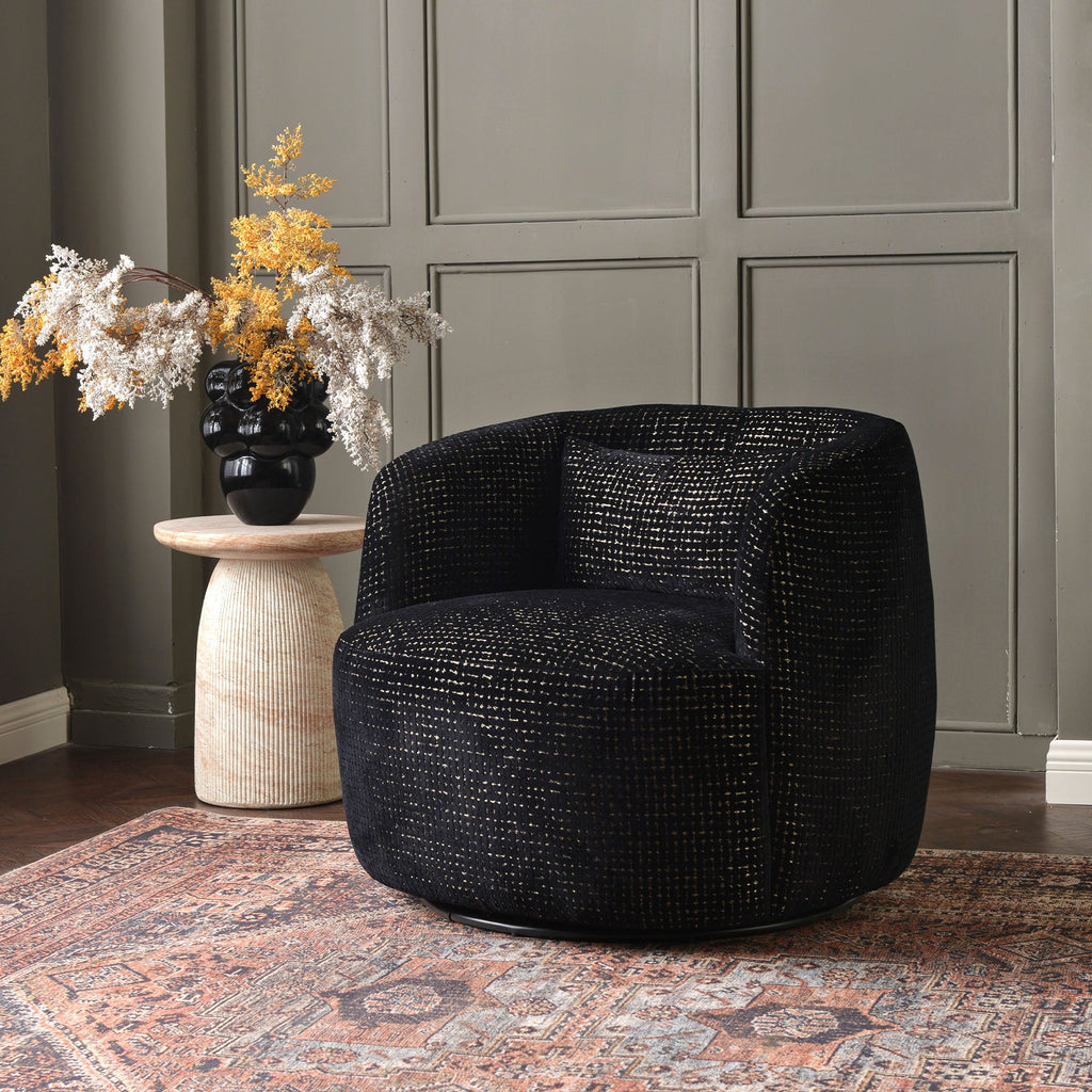 Teratect Exclusive | Ashlie Sculpted Jacquard Swivel Barrel Chair