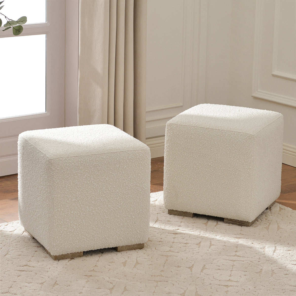 Ida Bouclé Square Ottoman