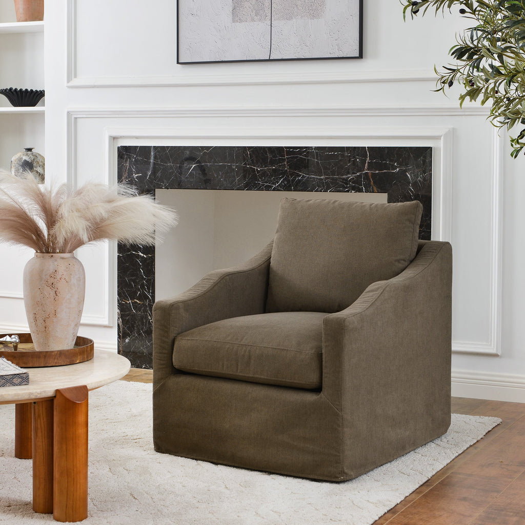 Charles Slipcover Swivel Barrel Chair