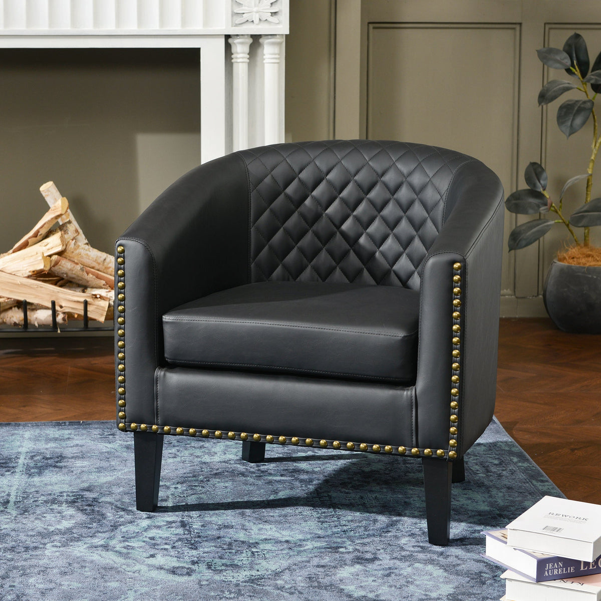 Logan Faux Leather Tufted Club Chair
