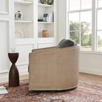Claude Premium Leather Swivel Cane Chair